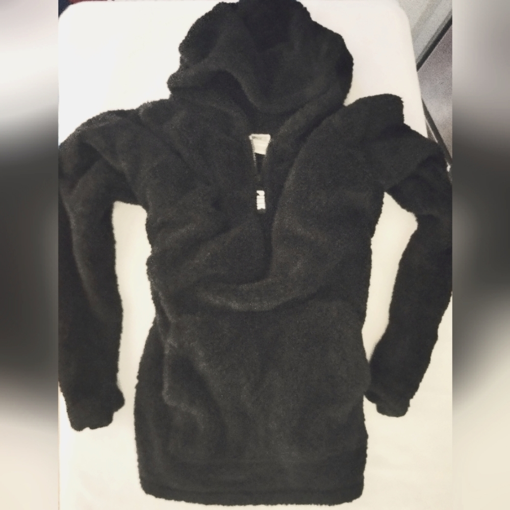 Victorias Secret PINK Women's Large Hooded Black Fleece Jacket